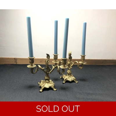 French rococo  Brass twin arm candelabras candle holders candlesticks dining library living room exc